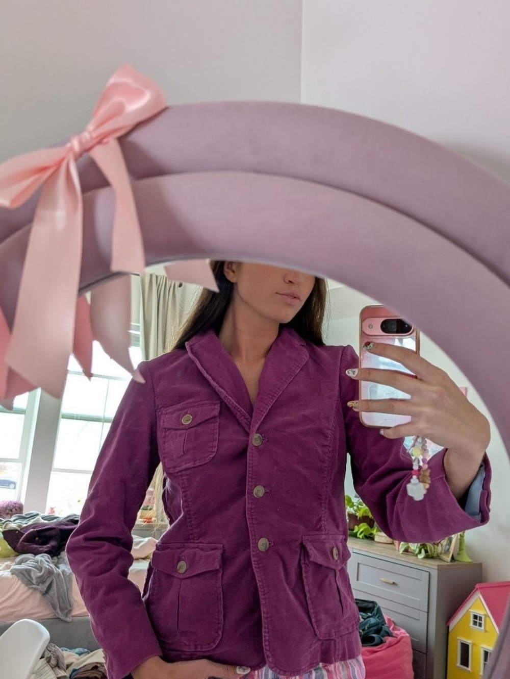 Purple Corduroy Jacket with Printed Lining Size 12